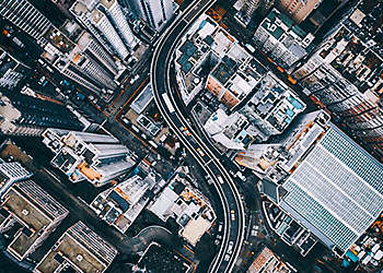 Directly above shot Of street And buildings In city