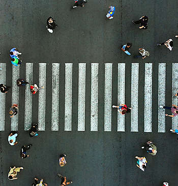 ariel view of crosswwalk