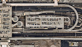 Airport building with parked cars Phoenix Arizona