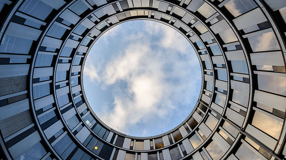 Upward view from Hamburger Welle, Hamburg, Germany