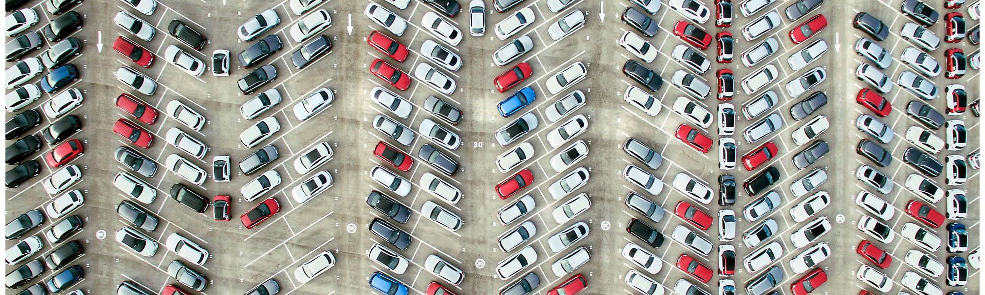 Aerial view of parked cars