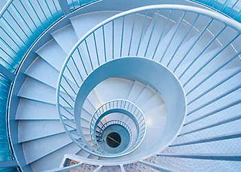 Blue spiral stairs