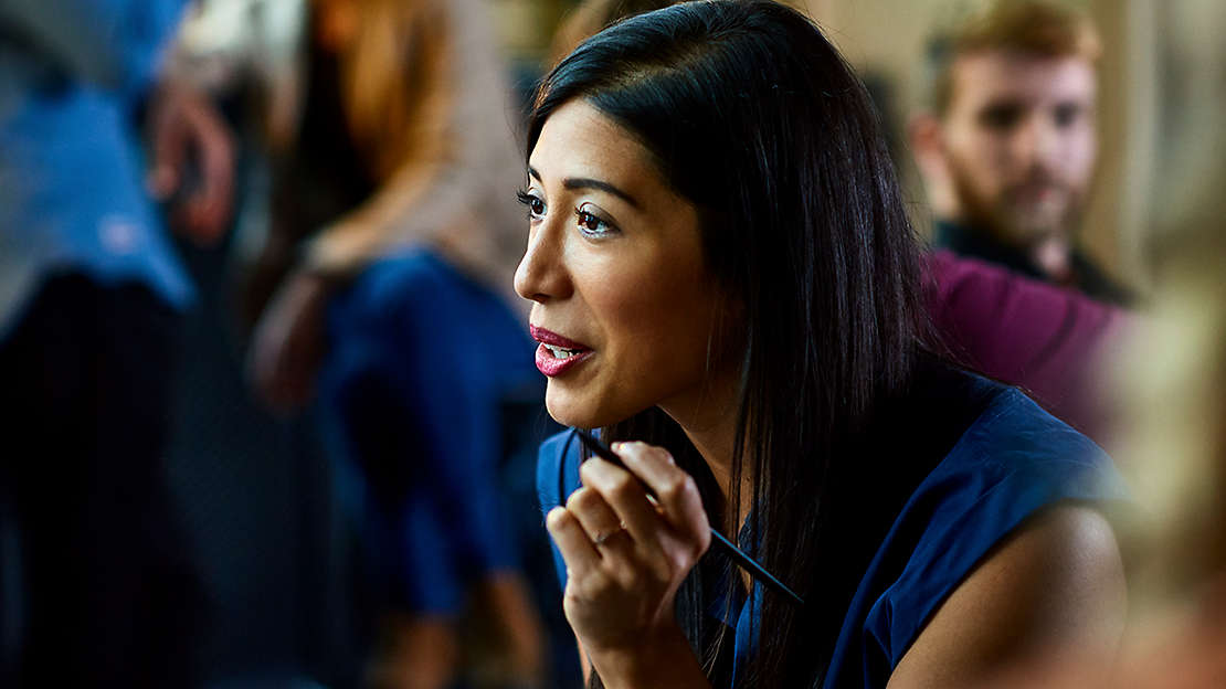 business woman talking during meeting