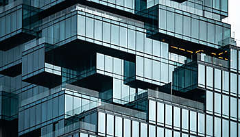 Structural glass façade office building