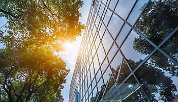 Modern office building and trees