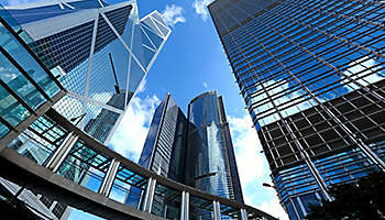 Office building sky upward