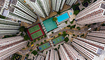 Aerial residential building Hong Kong