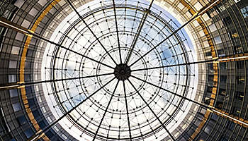 Round building transparent ceiling sky