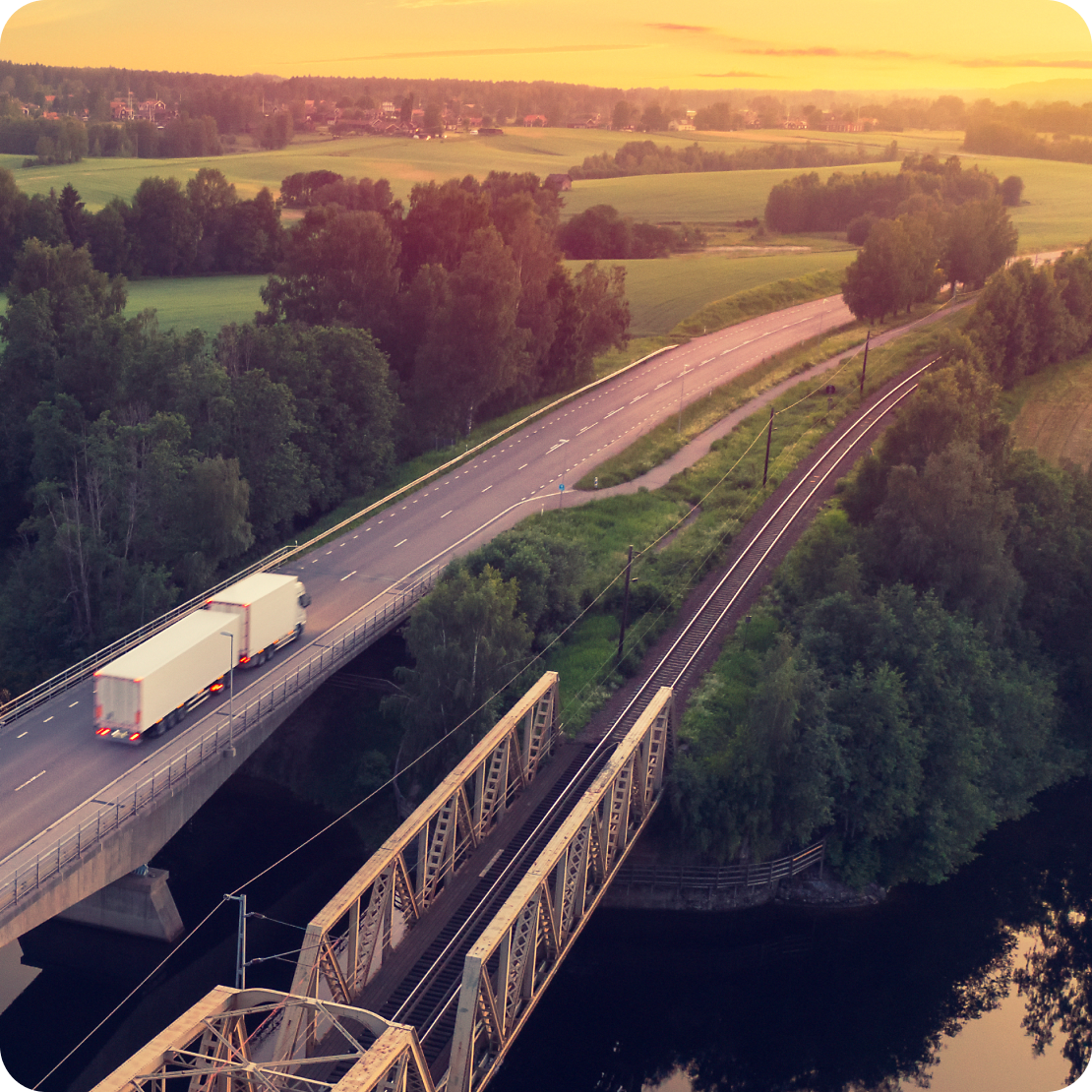 trucks driving over bridges