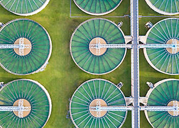 Aerial view of water treatment plant Bangkok Thailand