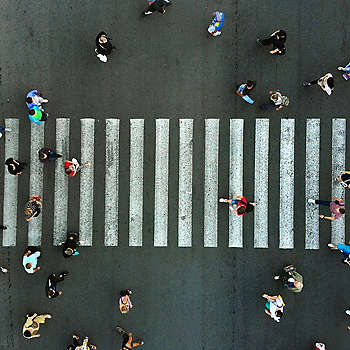 ariel view of crosswwalk