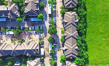 Aerial apartment building complex residential