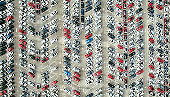 Aerial view of parked cars