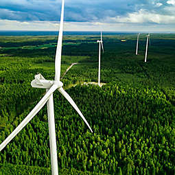 turbines in open green space