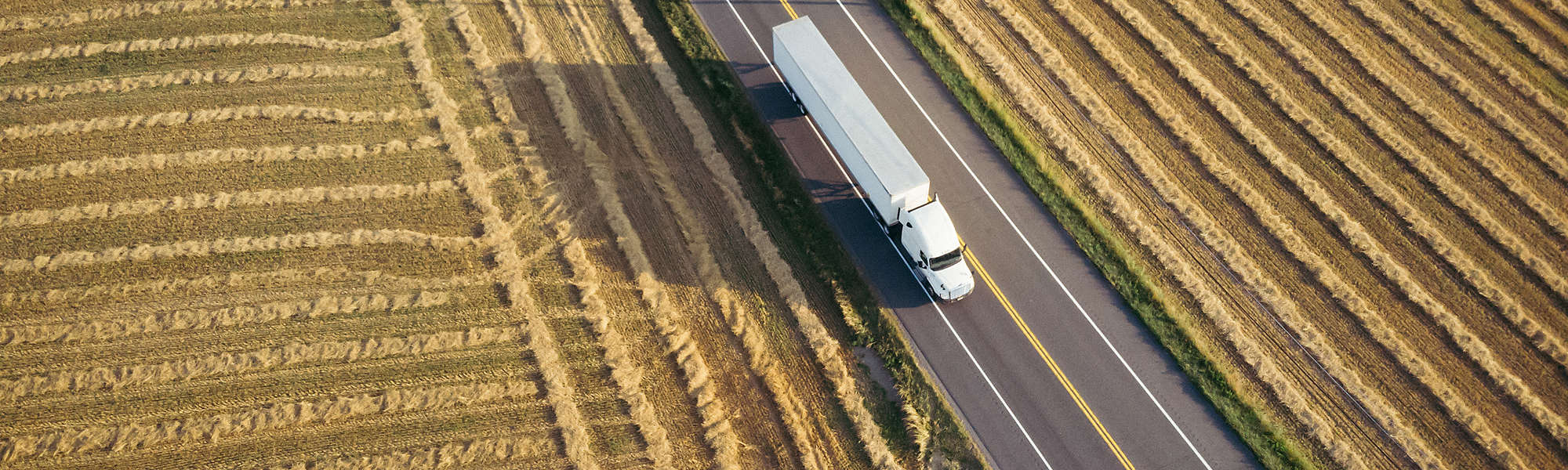 18 wheeler semi truck aerial view